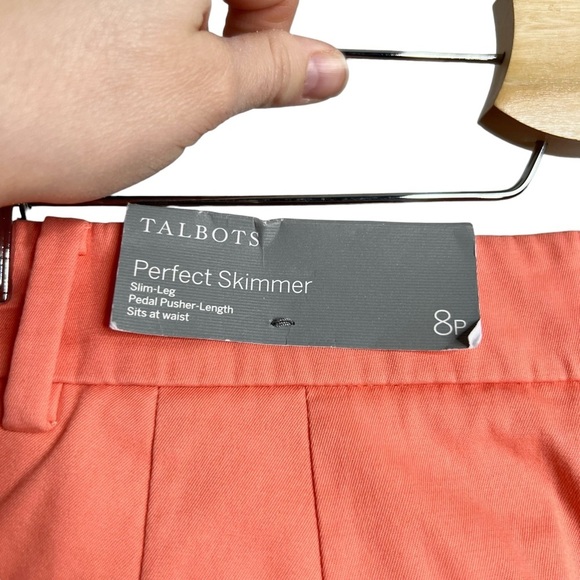 NWT Talbots Peach Coral Perfect Skimmer Cropped Slim Leg Pants - Picture 7 of 11
